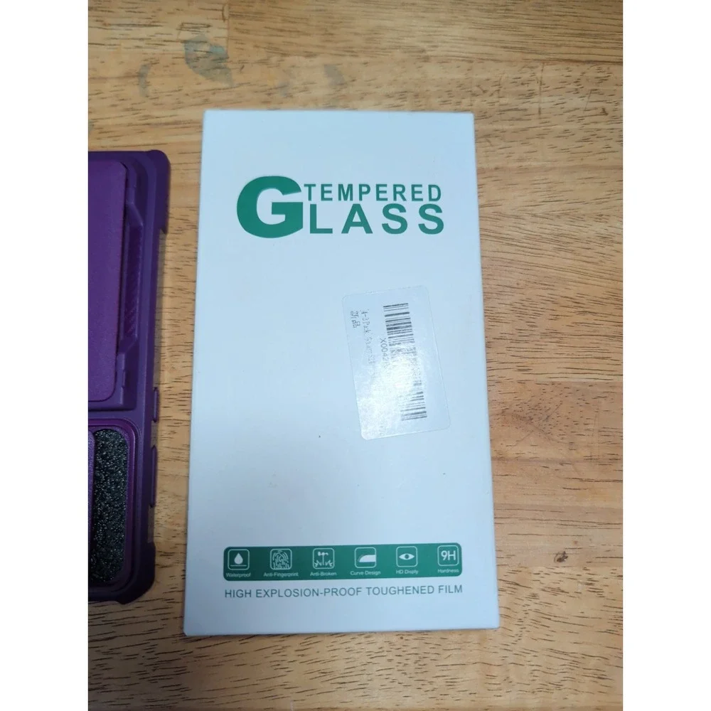 Purple Wallet Case + Tempered Glass Screen Protector 4 Pack Galaxy S24 Plus